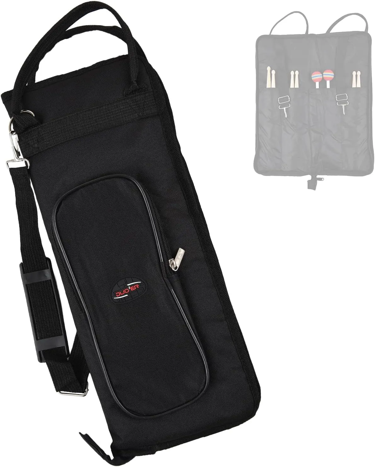 HXBER Drum Stick Bag Drumsticks Mallet Case Oxford Fabric with Crossbody Shoulder Strap Wear-resistant Portable Drum Stick Holder -proof Shockproof Large Capacity Thickening Drumstick Bag, Black