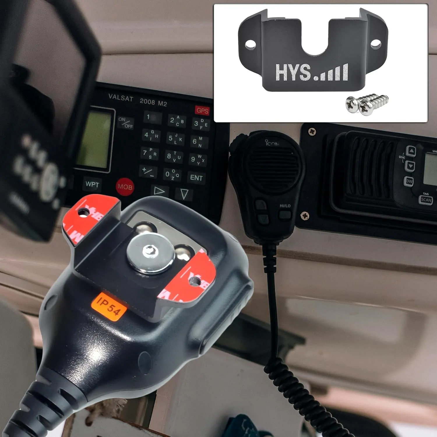 HYS Universal Ham CB Radio/All HT’s Microphone Hanger with Belt Clip/Universal Round Knob, Walkie Talkies/Marine Radio Back Belt Clip Holder Mount for Anytone Midland Icom Kenwood Yaesu (Black-4pcs)