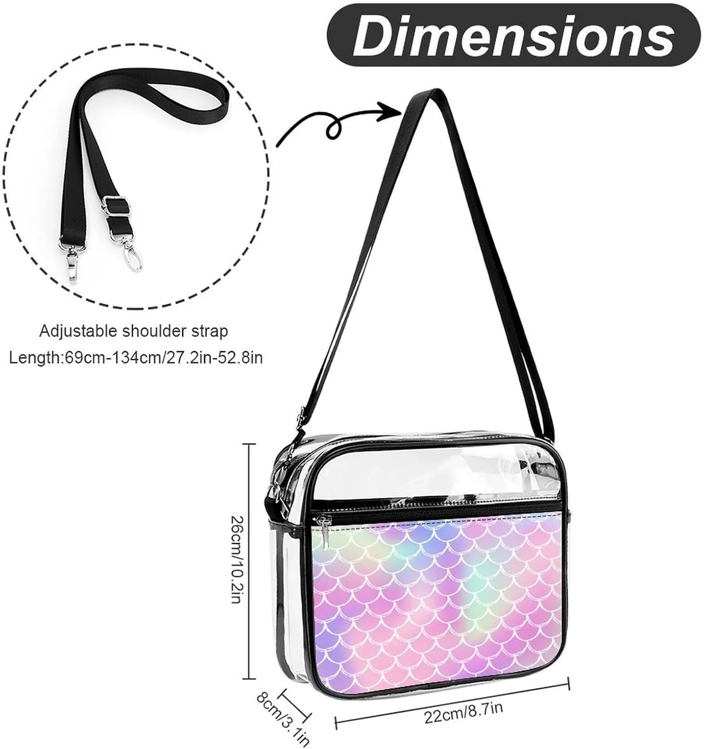 I Love Lisbon Clear Crossbody Shoulder Purse Bag for Men Women, Stadium Clear Messenger Bag