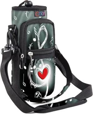 icolor Water Bottle Carrier Bag with Strap 25/32/40/64oz Crossbody Water Bottle Holder with Phone Pocket Sling Sleeve Insulated Neoprene Water Bottle Pouch for Walking Hiking Travelling