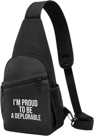 I'M Proud To Be A Deplorable Unisex Chest Bag Lightweight Crossbody Shoulder Bag Travel Pocket Black