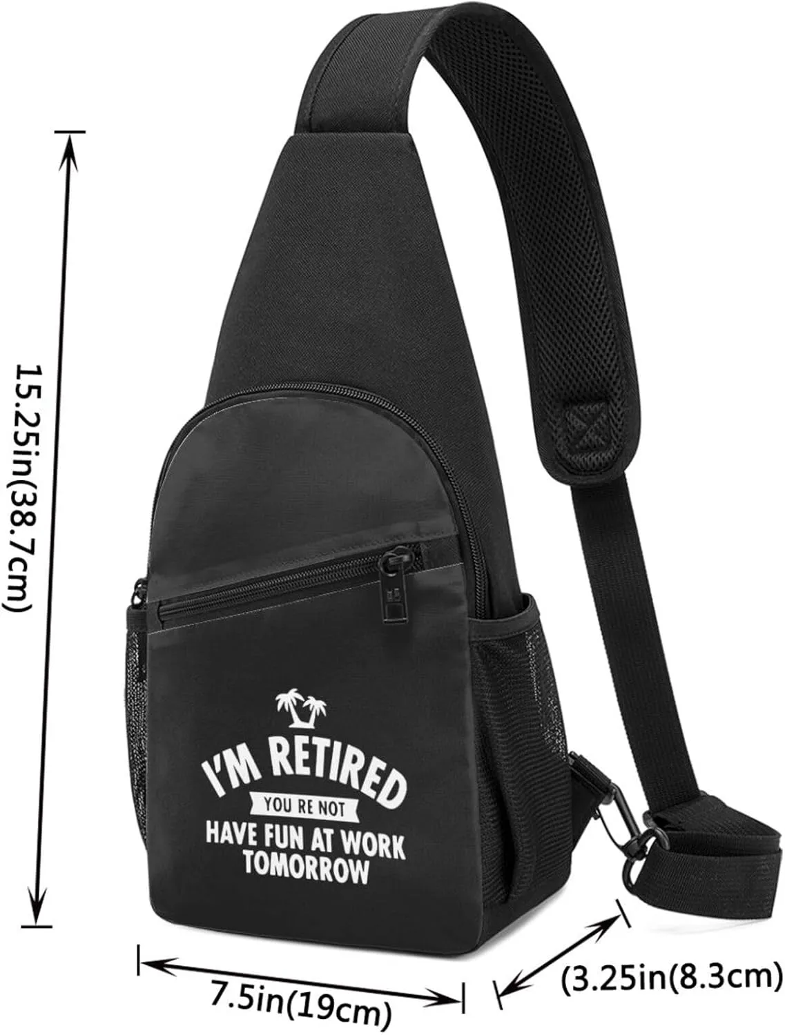 I'M Retired Funny Retirement Unisex Chest Bag Lightweight Crossbody Shoulder Bag Travel Pocket Black