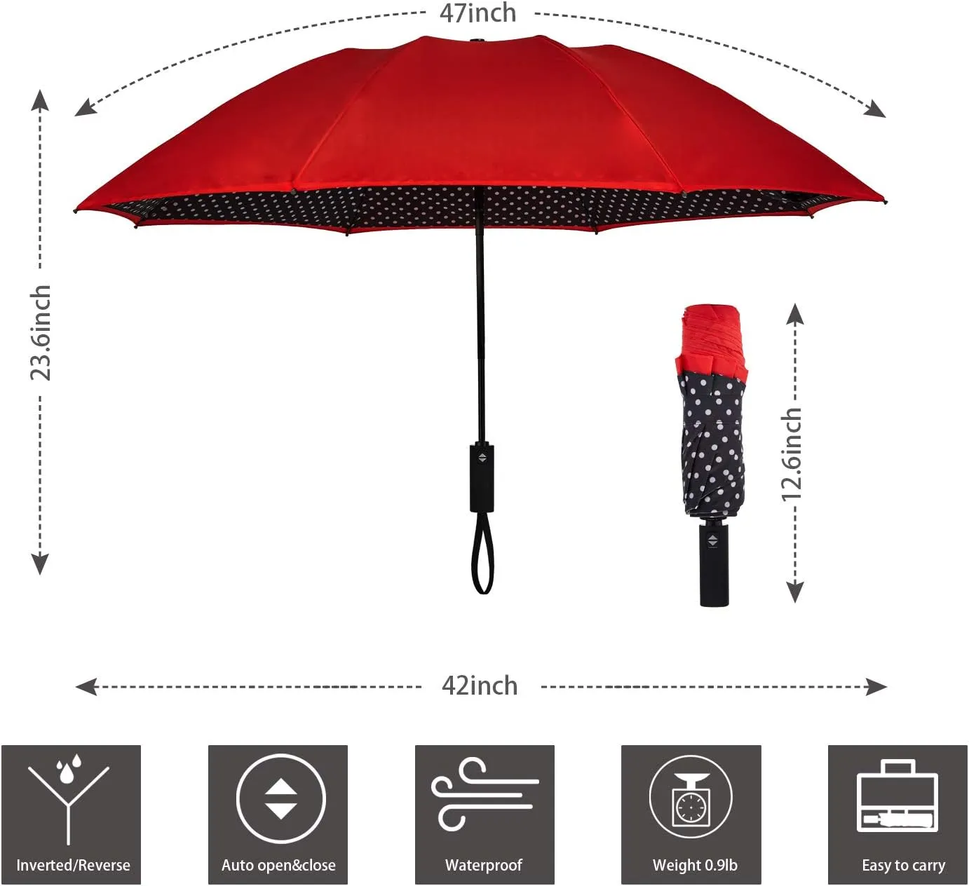Inverted Umbrella Double Layer Automatic Folding Reserve Umbrella Windproof UV Protection for Rain Car Travel Outdoor Men Women