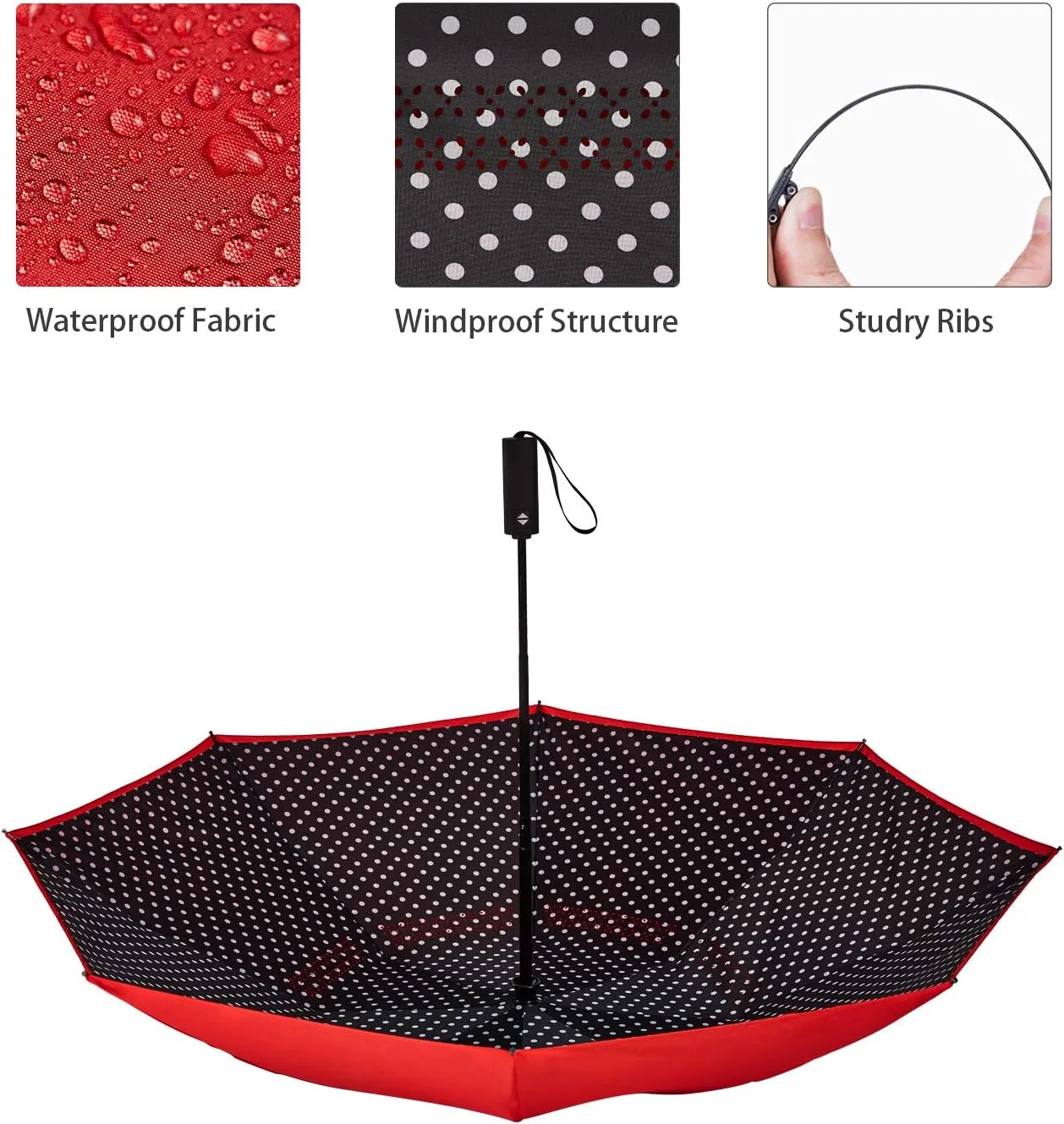 Inverted Umbrella Double Layer Automatic Folding Reserve Umbrella Windproof UV Protection for Rain Car Travel Outdoor Men Women