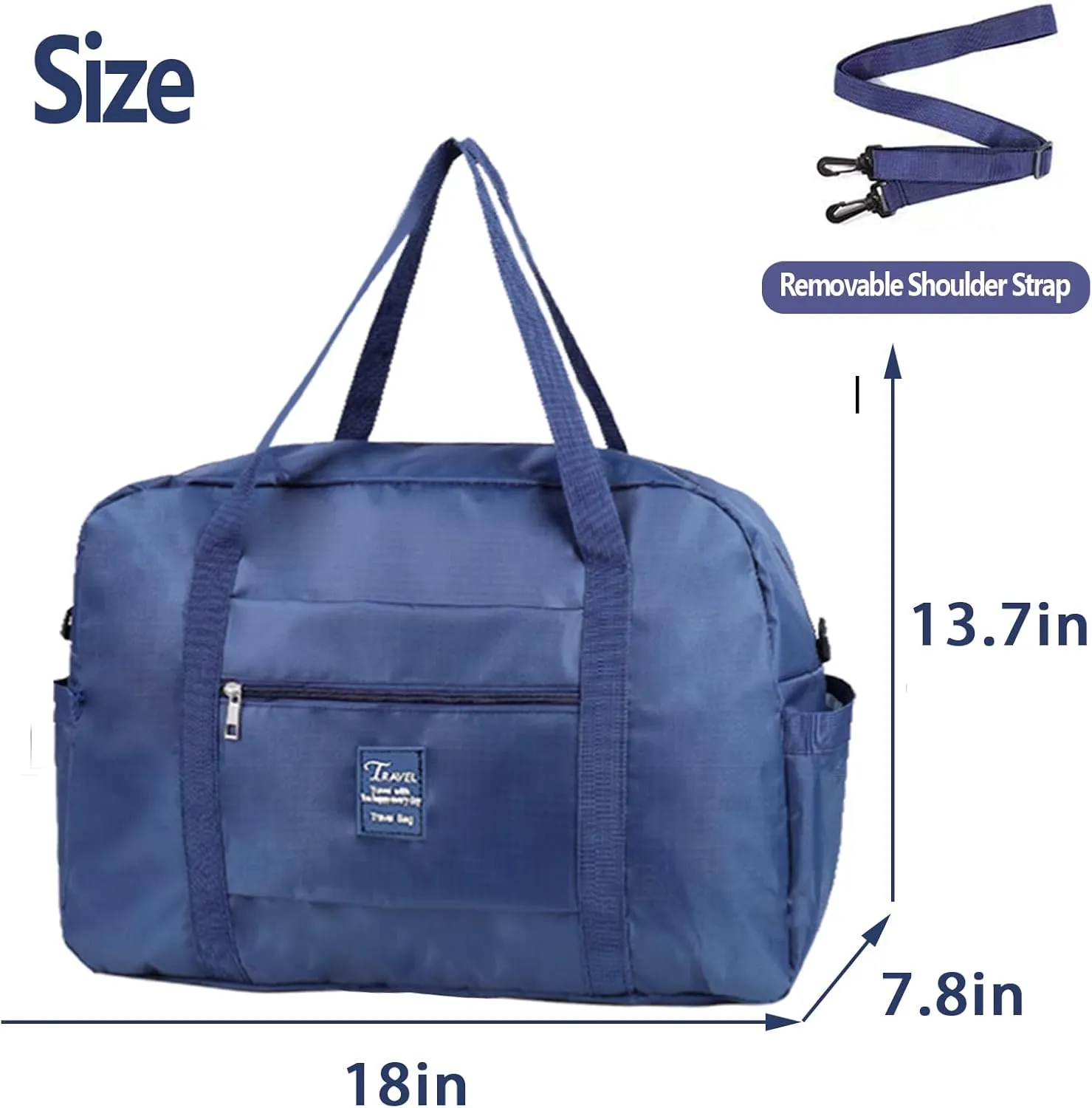 INVODA Travel Bag Carry on Duffle Bag Tote Spirit Airlines Personal Item Shoulder Weekender Overnight Waterproof Sports Gym Bag for Women and Men (Navy Blue)