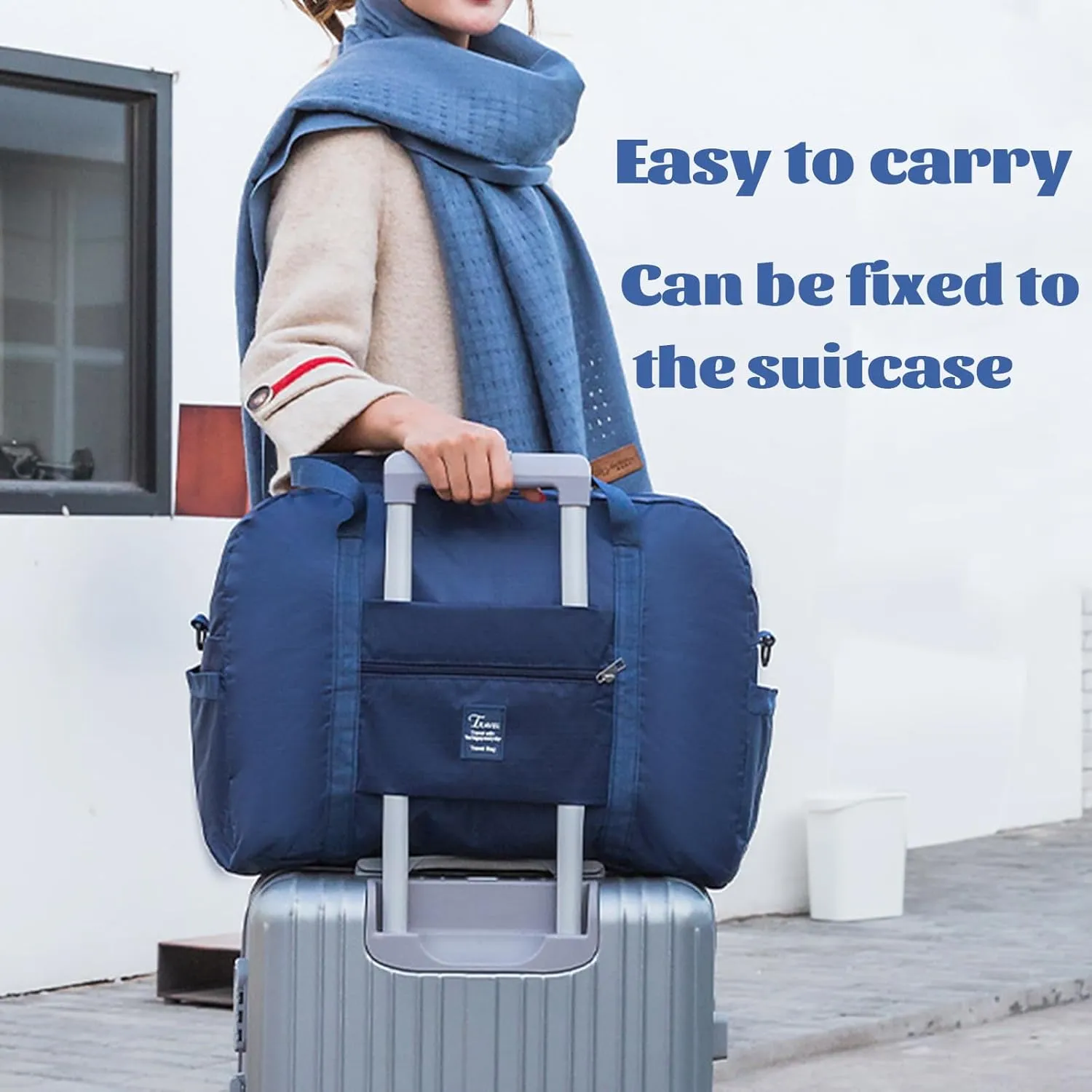 INVODA Travel Bag Carry on Duffle Bag Tote Spirit Airlines Personal Item Shoulder Weekender Overnight Waterproof Sports Gym Bag for Women and Men (Navy Blue)