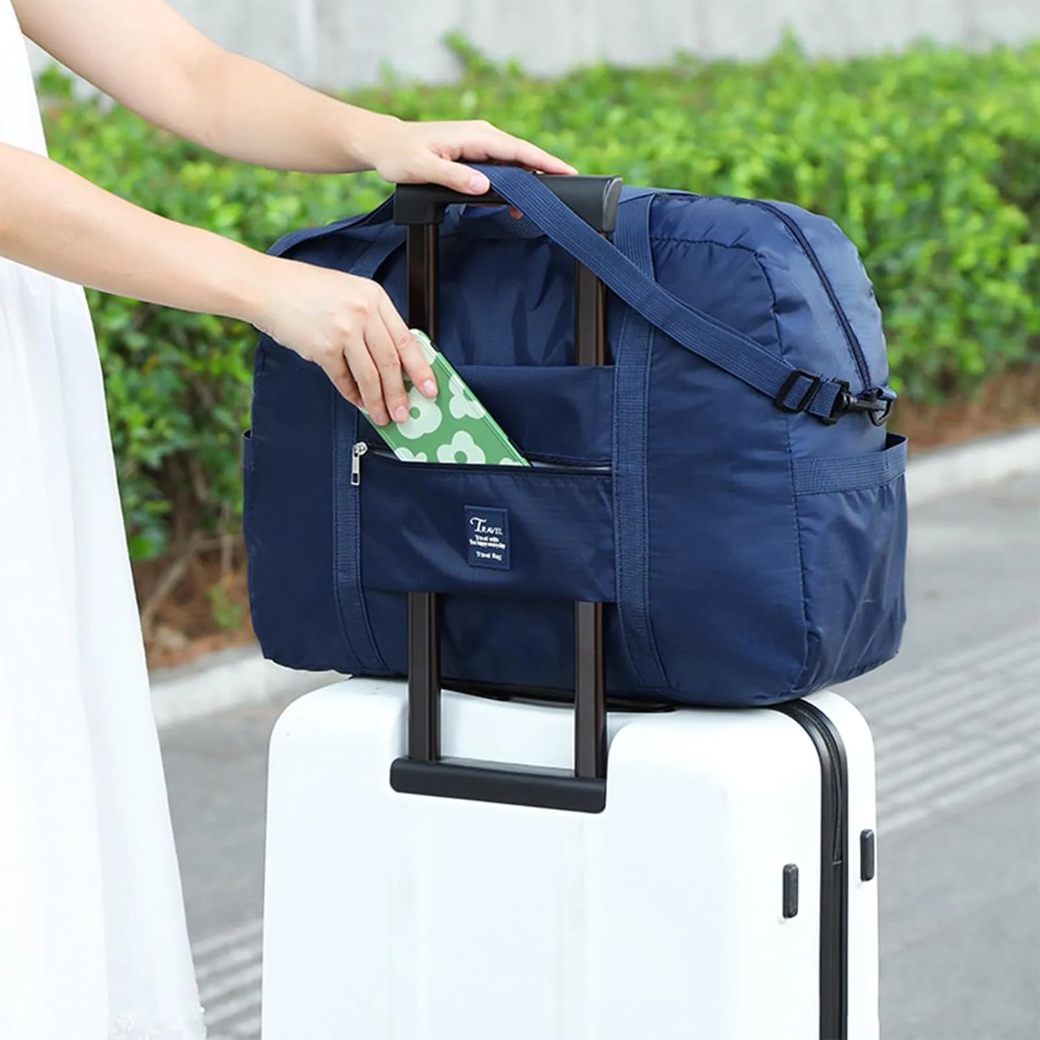 INVODA Travel Bag Carry on Duffle Bag Tote Spirit Airlines Personal Item Shoulder Weekender Overnight Waterproof Sports Gym Bag for Women and Men (Navy Blue)