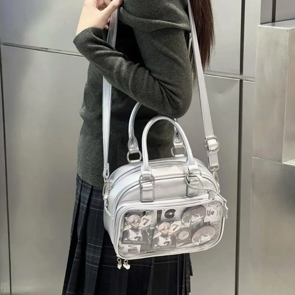 Ita Bag Ita Backpack with Insert Big Capacity Single Shoulder Bag Crossbody Bag Y2k Handbag Commuter Bag (Silver)