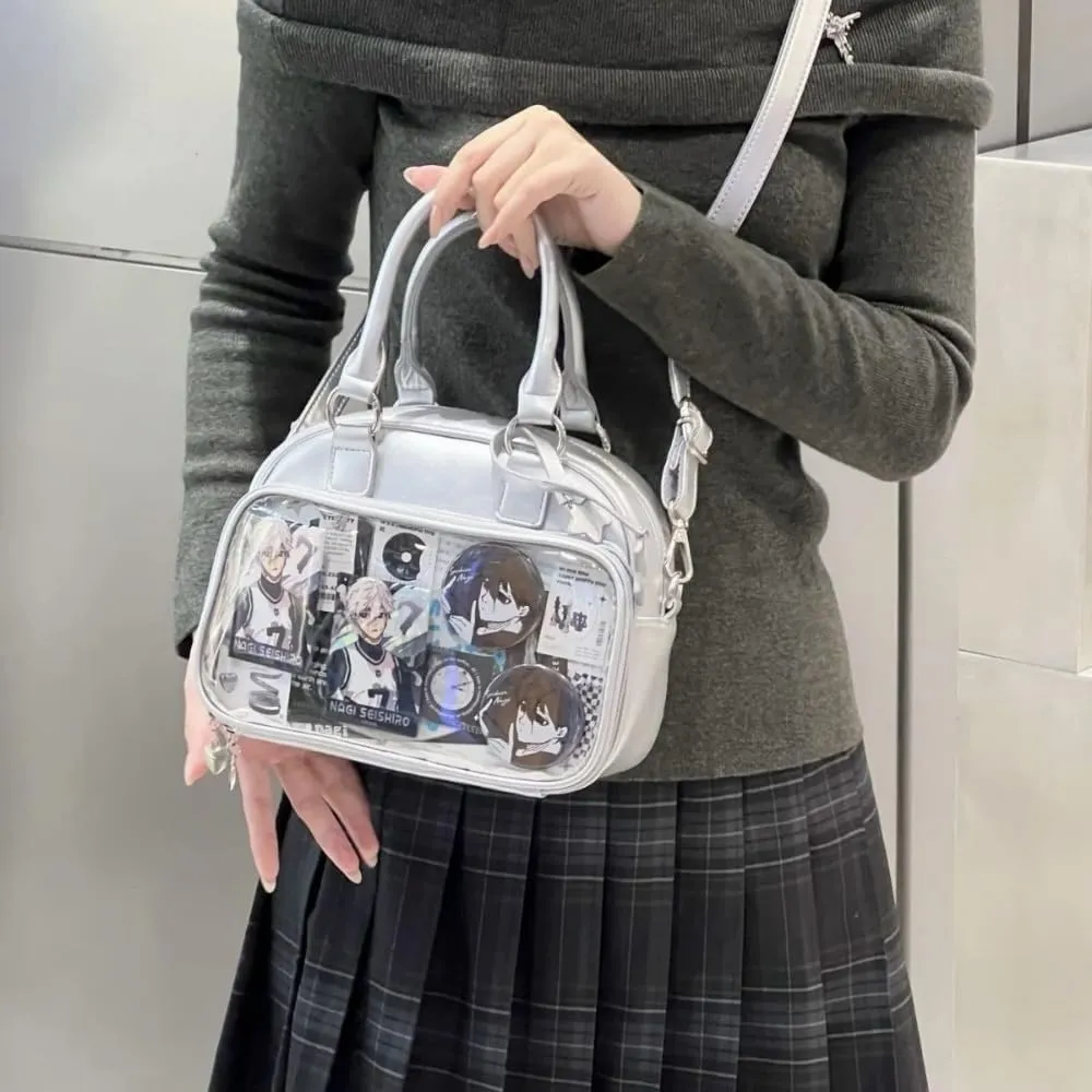 Ita Bag Ita Backpack with Insert Big Capacity Single Shoulder Bag Crossbody Bag Y2k Handbag Commuter Bag (Silver)