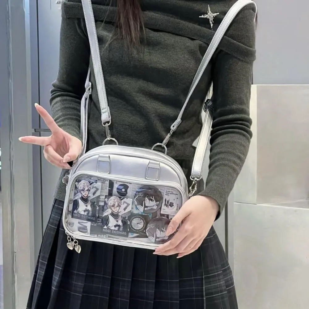 Ita Bag Ita Backpack with Insert Big Capacity Single Shoulder Bag Crossbody Bag Y2k Handbag Commuter Bag (Silver)