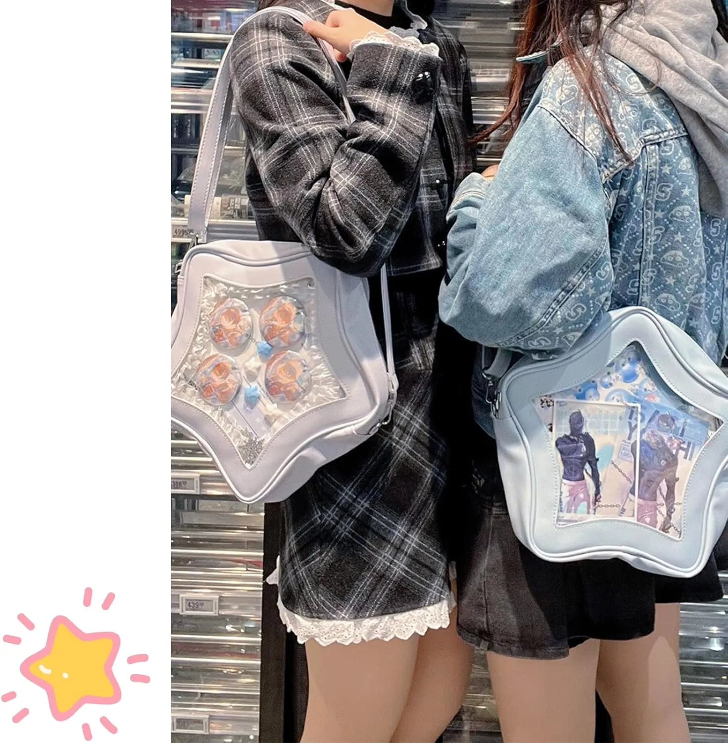 Ita Bag, Kawaii Star-Shaped Backpack – Large Capacity, Waterproof, Lightweight, Cross-body Bag (Blue)