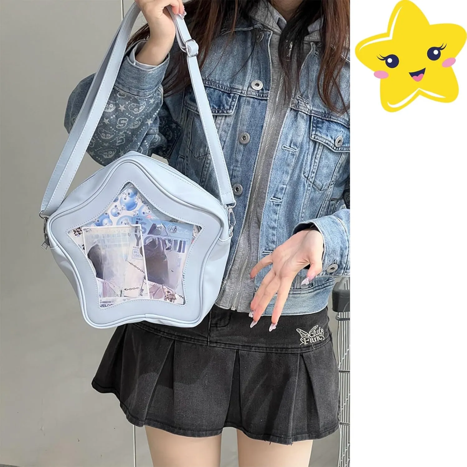 Ita Bag, Kawaii Star-Shaped Backpack – Large Capacity, Waterproof, Lightweight, Cross-body Bag (Blue)