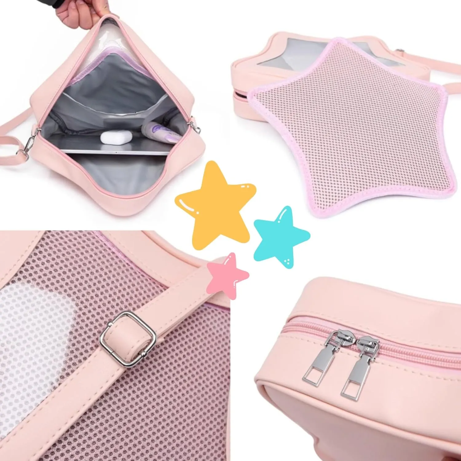 Ita Bag, Kawaii Star-Shaped Backpack – Large Capacity, Waterproof, Lightweight, Cross-body Bag (Blue)