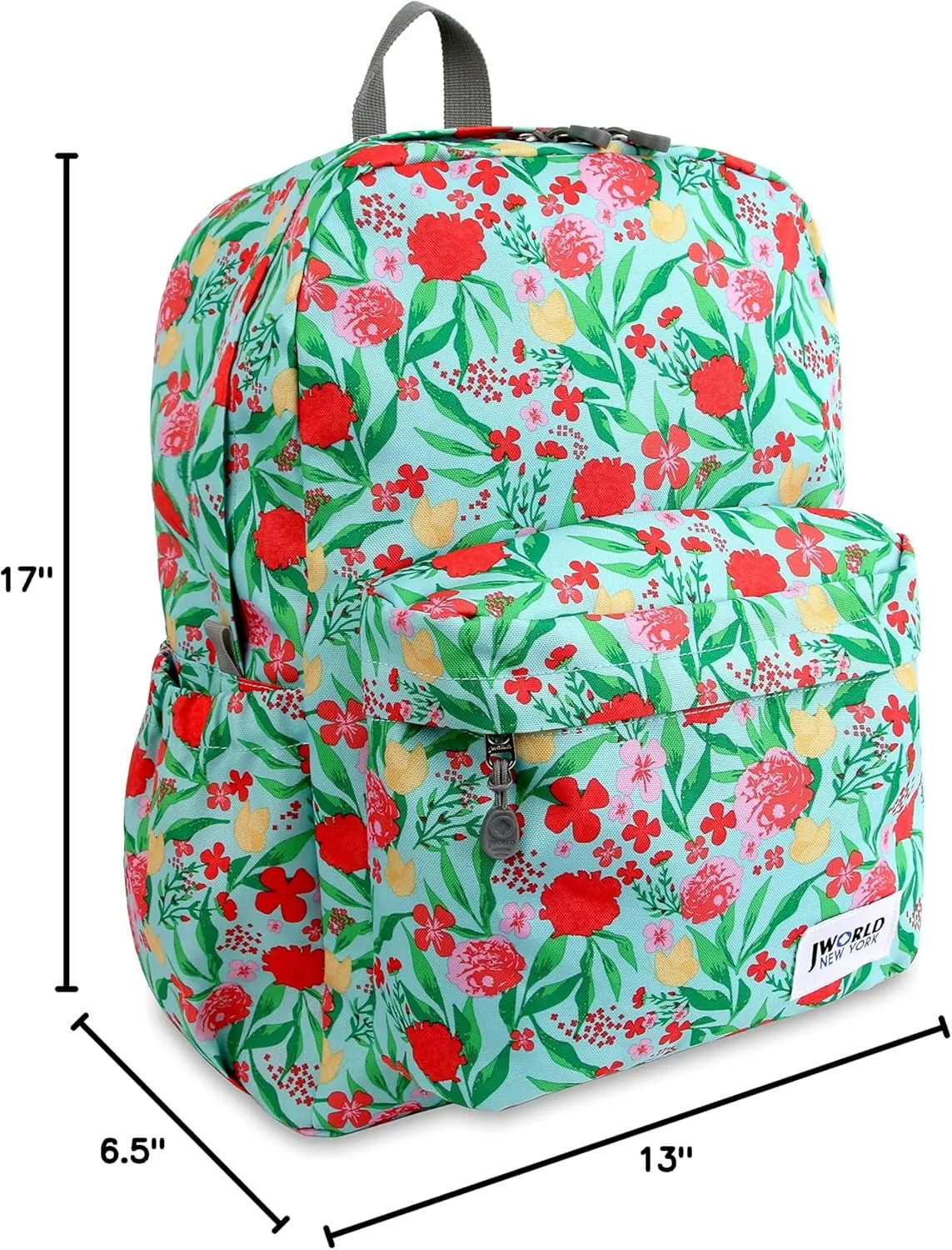 J World New York Unisex Kid's Oz School Backpack for Girls Boys. Cute Bookbag, Flora, One Size