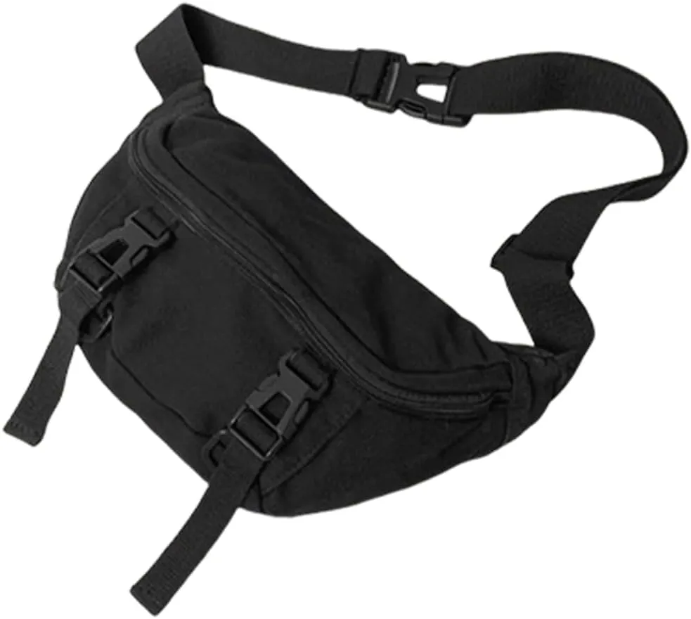 Japanese Canvas Crossbody Purse Chest Bag For Men And Women Versatile Black Shoulder Pack Adjustable Strap