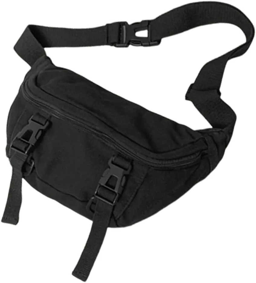 Japanese Canvas Crossbody Purse Chest Bag For Men And Women Versatile Black Shoulder Pack Adjustable Strap