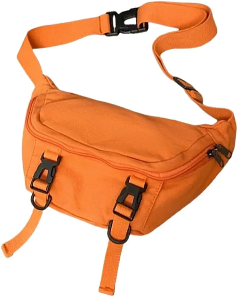 Japanese Canvas Crossbody Purse Chest Bag For Men And Women Versatile Black Shoulder Pack Adjustable Strap