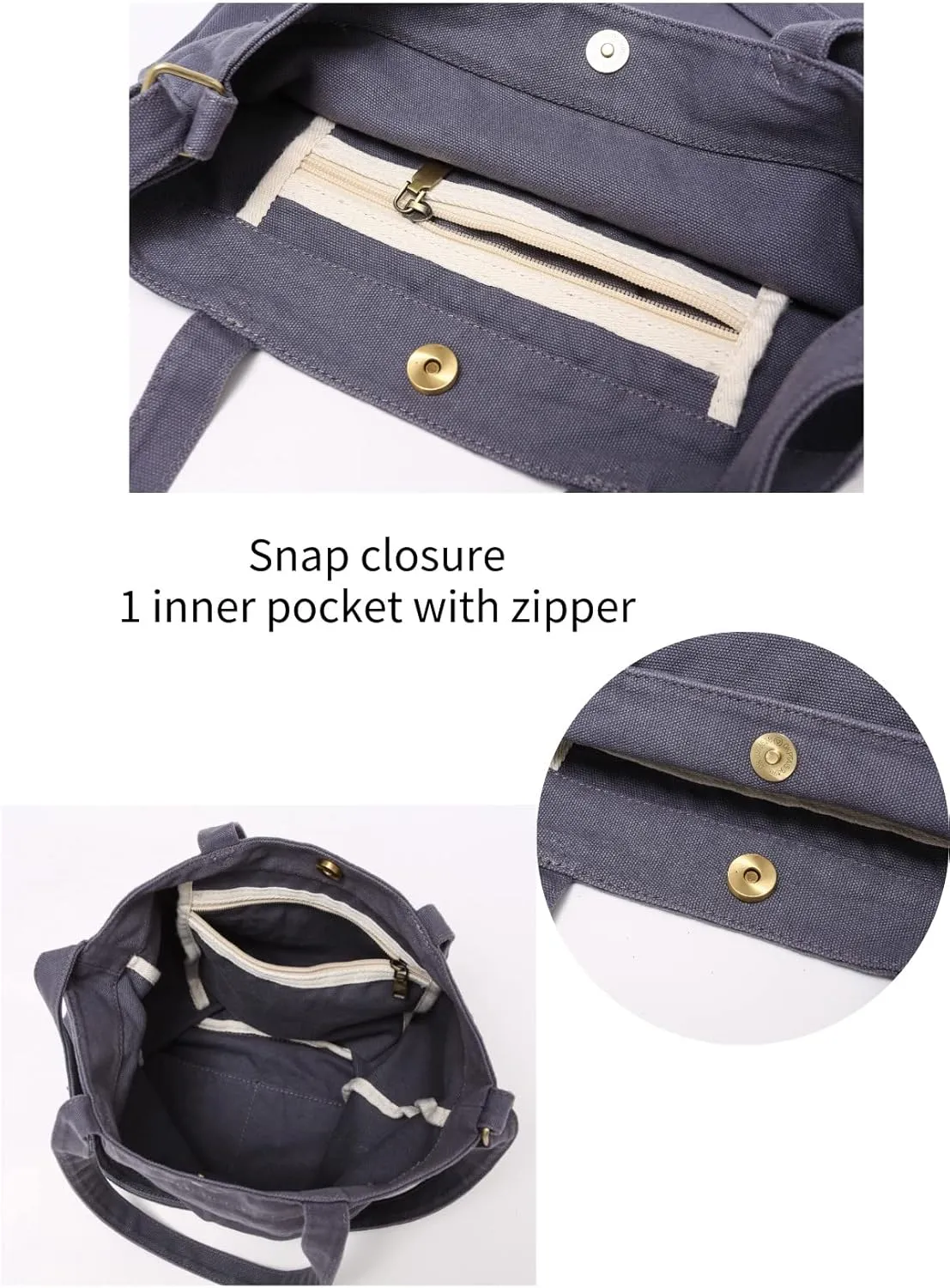 Jeelow Canvas Tote Handbag Shoulder Bag Crossbody Purses Double Pockets For Men & Women
