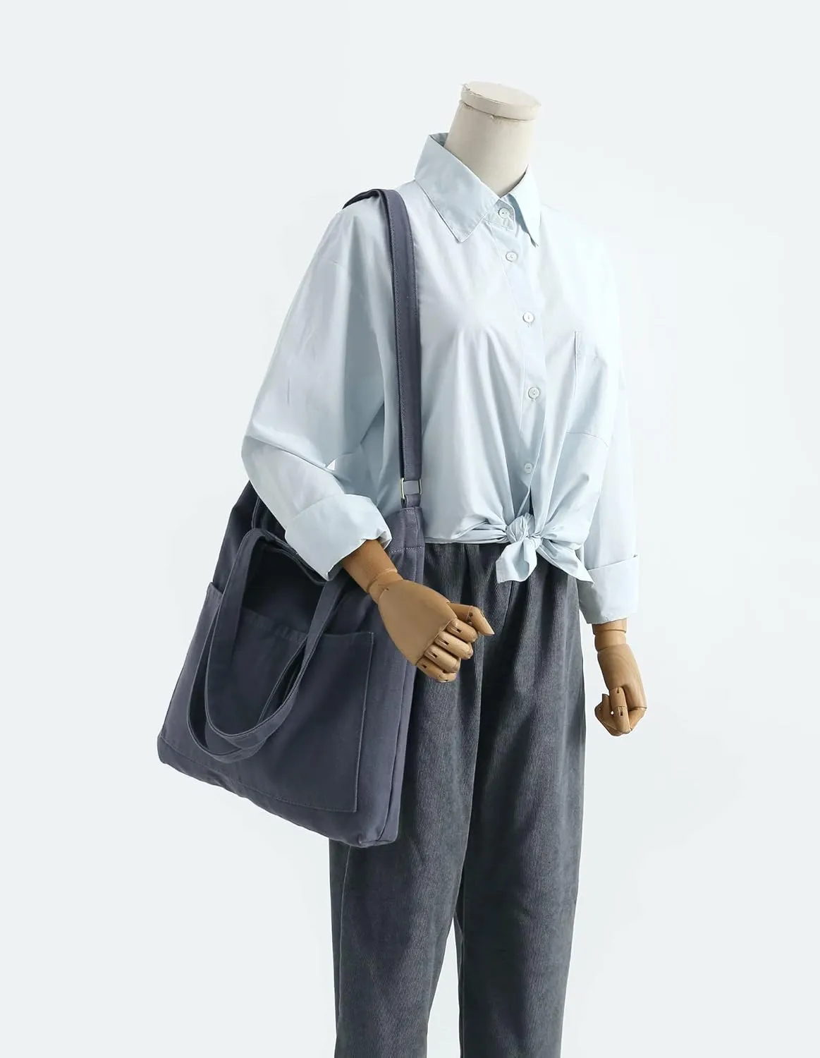 Jeelow Canvas Tote Handbag Shoulder Bag Crossbody Purses Double Pockets For Men & Women
