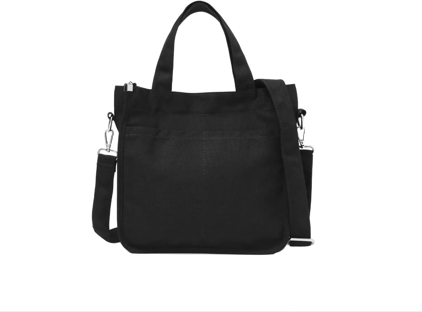 Jeelow Small Canvas Tote Handbag Shoulder Crossbody Bag Purse With Zipper & Pockets For Men & Women