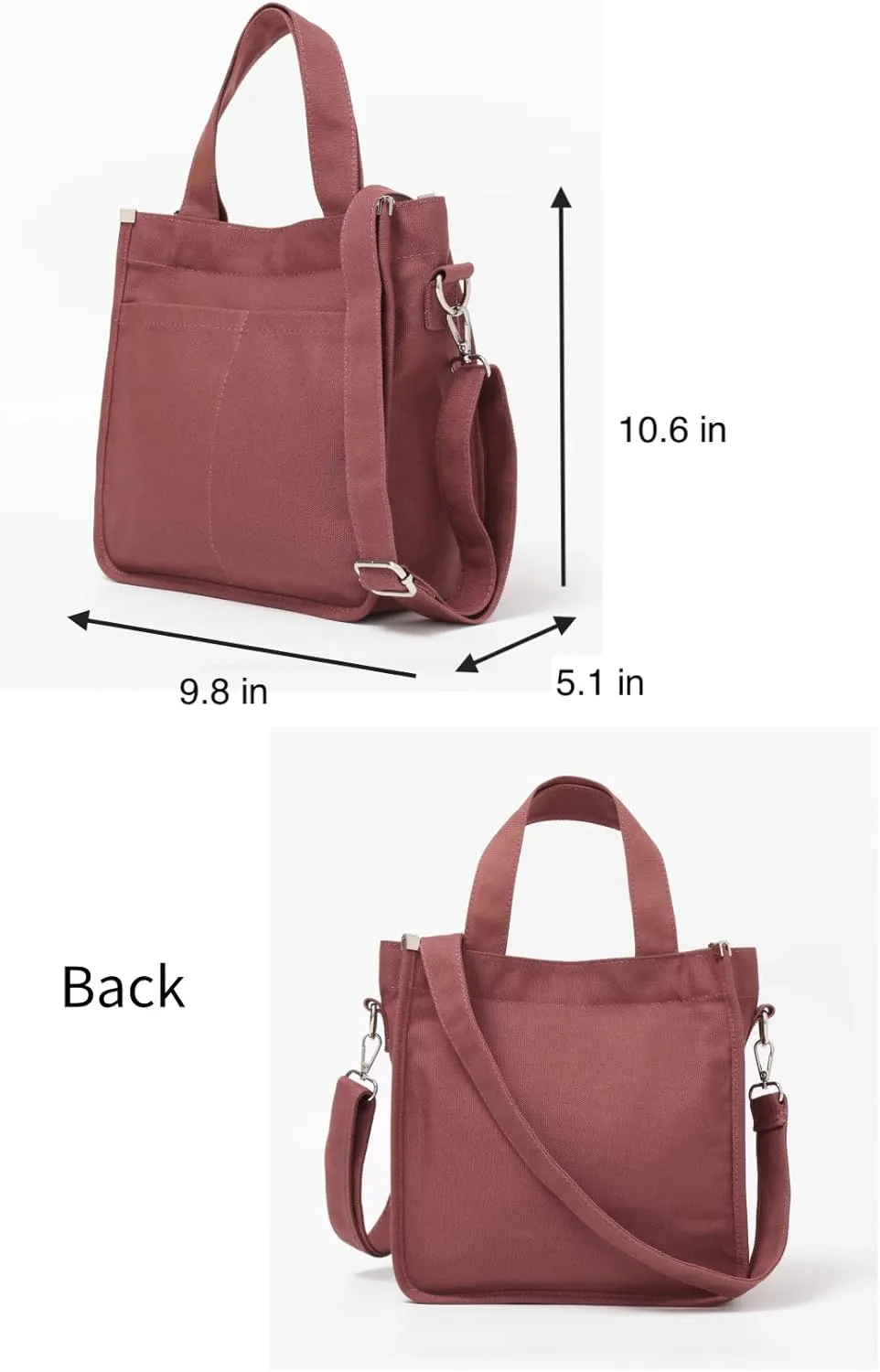 Jeelow Small Canvas Tote Handbag Shoulder Crossbody Bag Purse With Zipper & Pockets For Men & Women