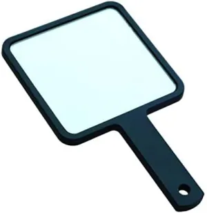 Jojomis 4x Ladies Modern Handheld Square Mirror Makeup Dresser Gift 9x9cm Black