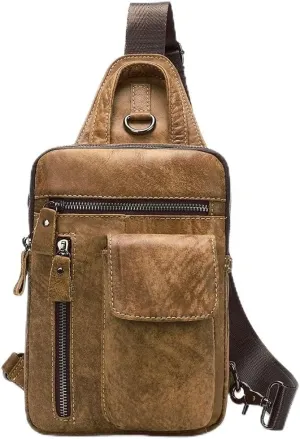 JSEIAJB Chest Bag Vintage Single Shoulder Crossbody Bag Men's Large Capacity Crossbody Bag