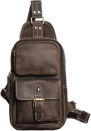 JSEIAJB Vintage Chest Bag Outdoor Sports Large Capacity Crossbody Bag Men's Bag