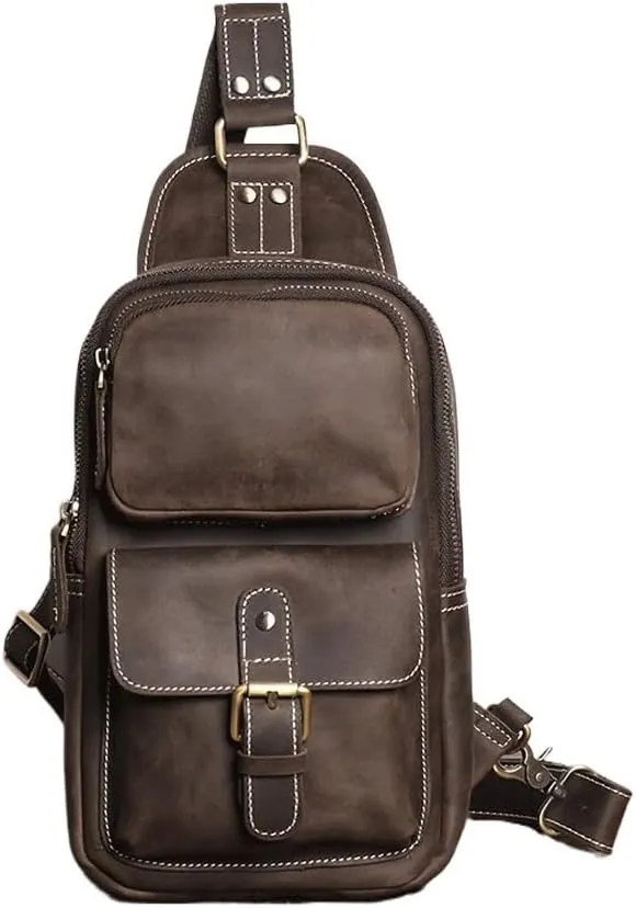JSEIAJB Vintage Chest Bag Outdoor Sports Large Capacity Crossbody Bag Men's Bag