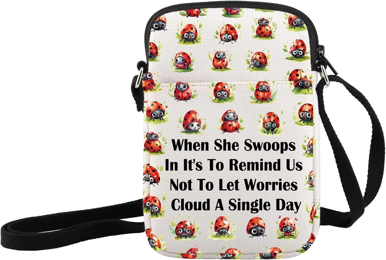 JXGZSO Good Lucky Ladybug Symbol Gift Ladybug Crossbody Bag Bugs Lover Gift Insect Themed Shoulder Bag Animal lover gift