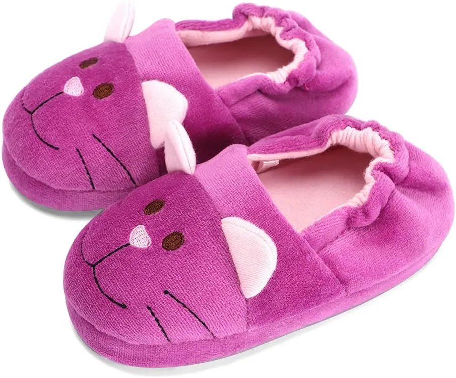 KAKU NANU Toddler Kids Slippers Cute Animal Cartoon Shoes Girls Boys Warm Fleece Winter Household Slippers