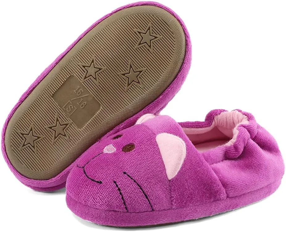 KAKU NANU Toddler Kids Slippers Cute Animal Cartoon Shoes Girls Boys Warm Fleece Winter Household Slippers