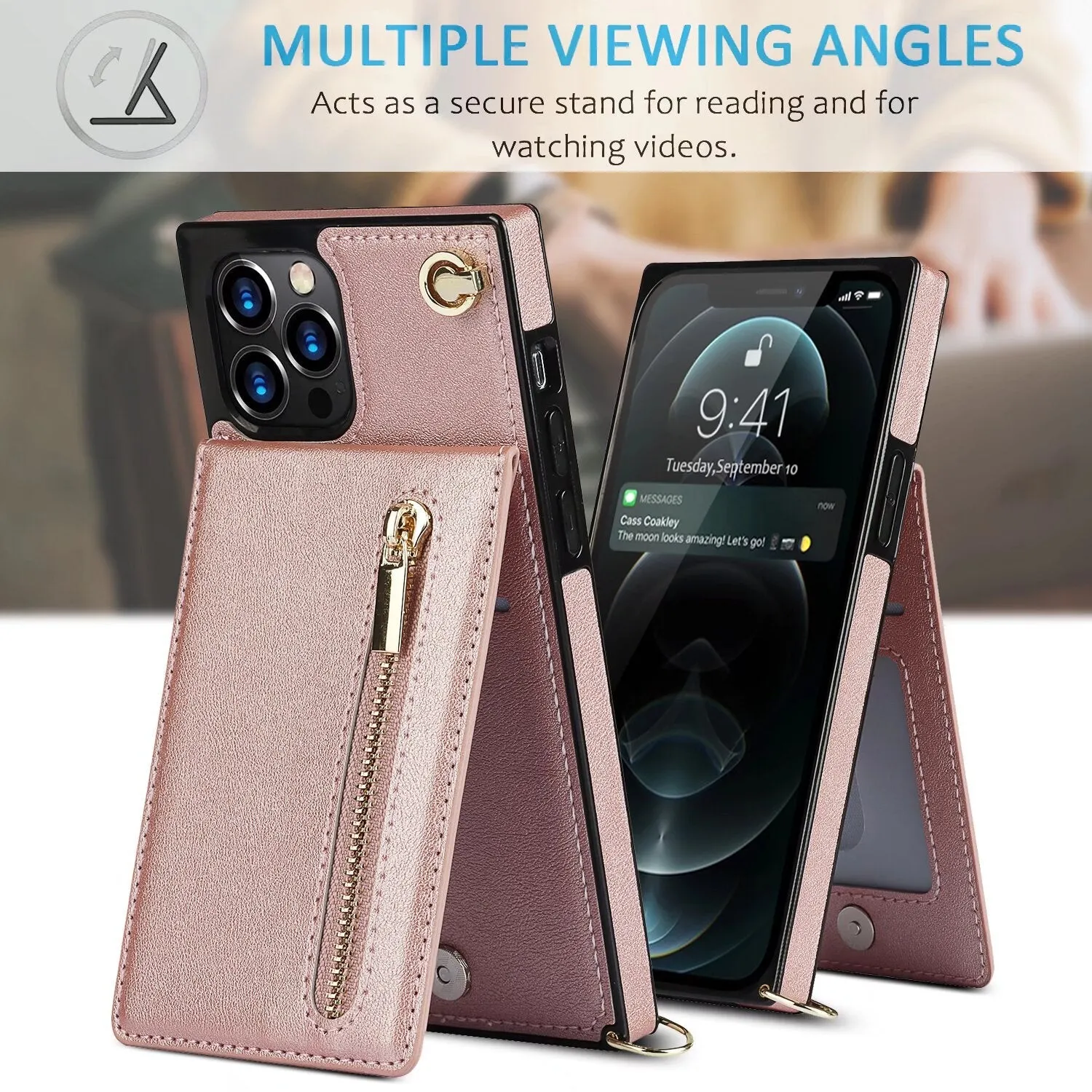 Kickstand Card Slots Wallet Strap Case For iPhone 16 15 14 13 12 11 PRO MAX C39