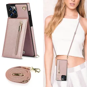 Kickstand Card Slots Wallet Strap Case For iPhone 16 15 14 13 12 11 PRO MAX C39
