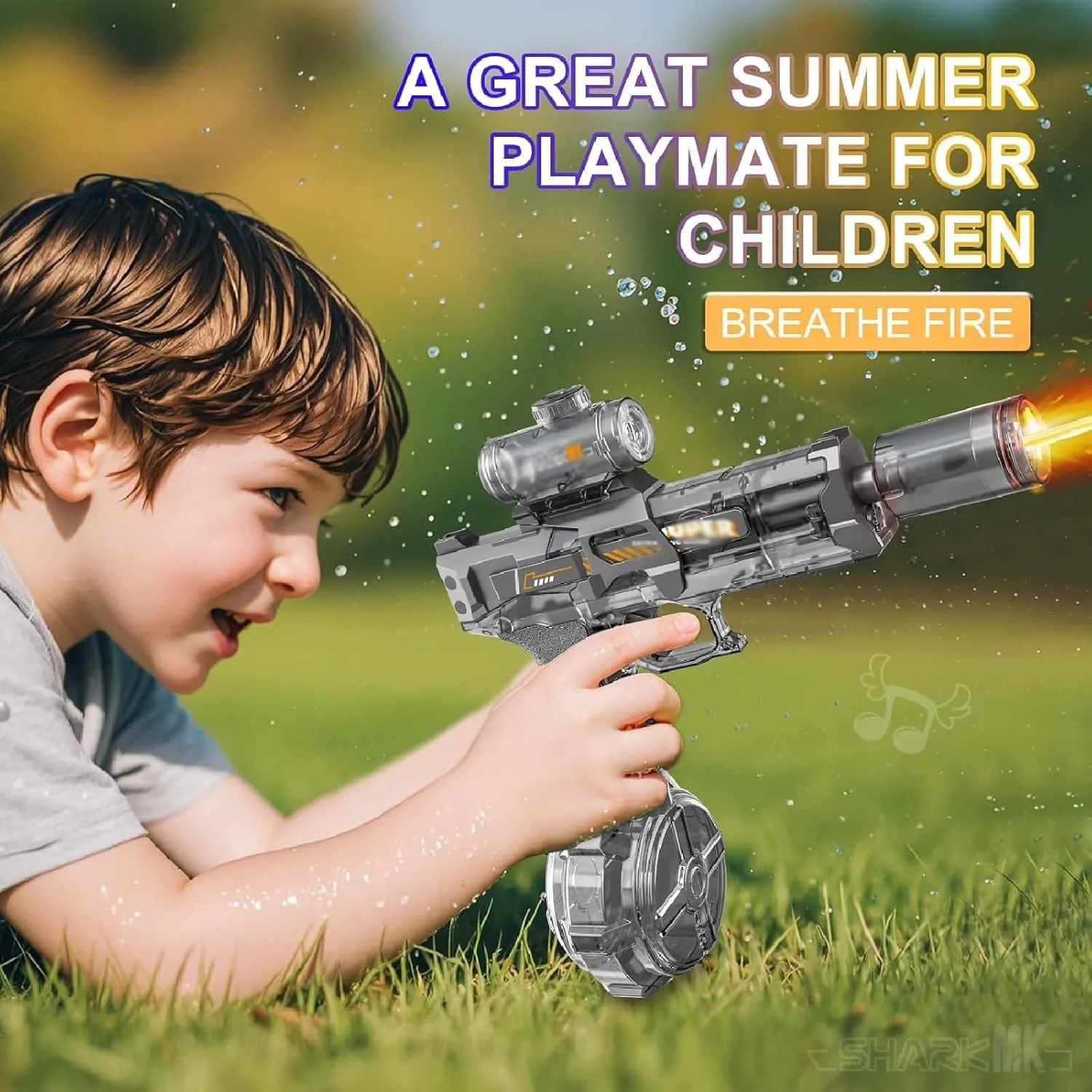 Kiddomind Water Gun, LED Electric Water Gun, Blazerat Water Blaster, Large Capacity Full Automatic High Powered Pressure Blaster Watergun, 28-32 Ft Range, Summer Swimming Pool Party Toy (Gray)