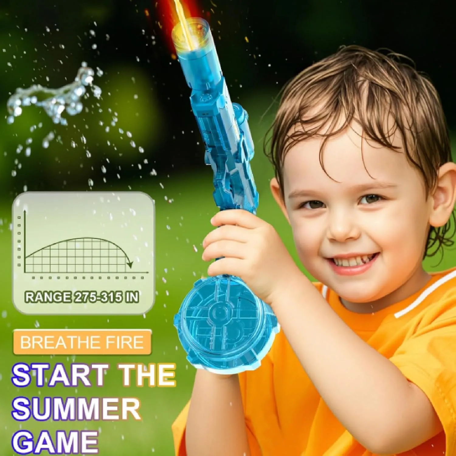 Kiddomind Water Gun, LED Electric Water Gun, Blazerat Water Blaster, Large Capacity Full Automatic High Powered Pressure Blaster Watergun, 28-32 Ft Range, Summer Swimming Pool Party Toy (Gray)