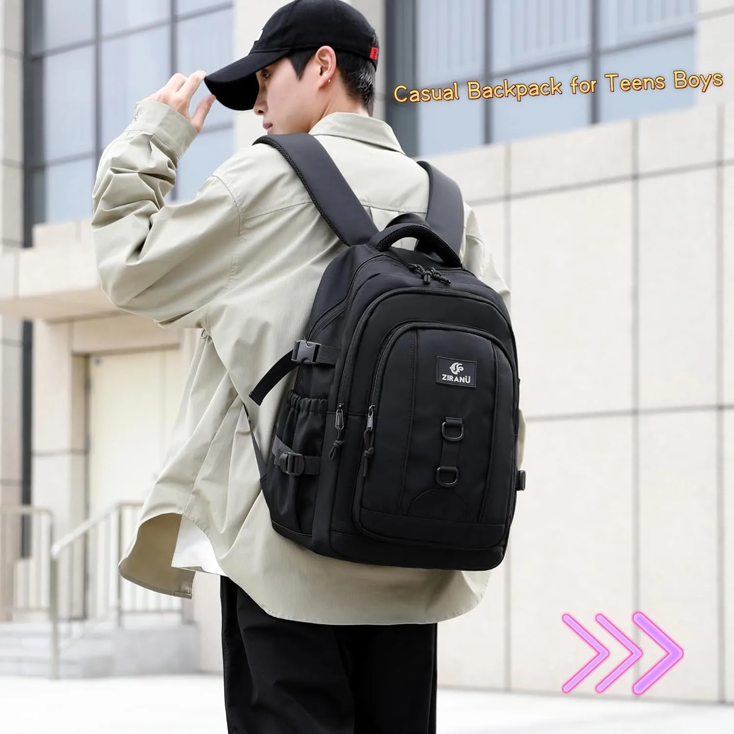 Kids Backpack for Boys & Girls, Middle School Backpacks for Teens Boys, Elementary Student Bookbag School Bags for Boys Casual Daypack,Black