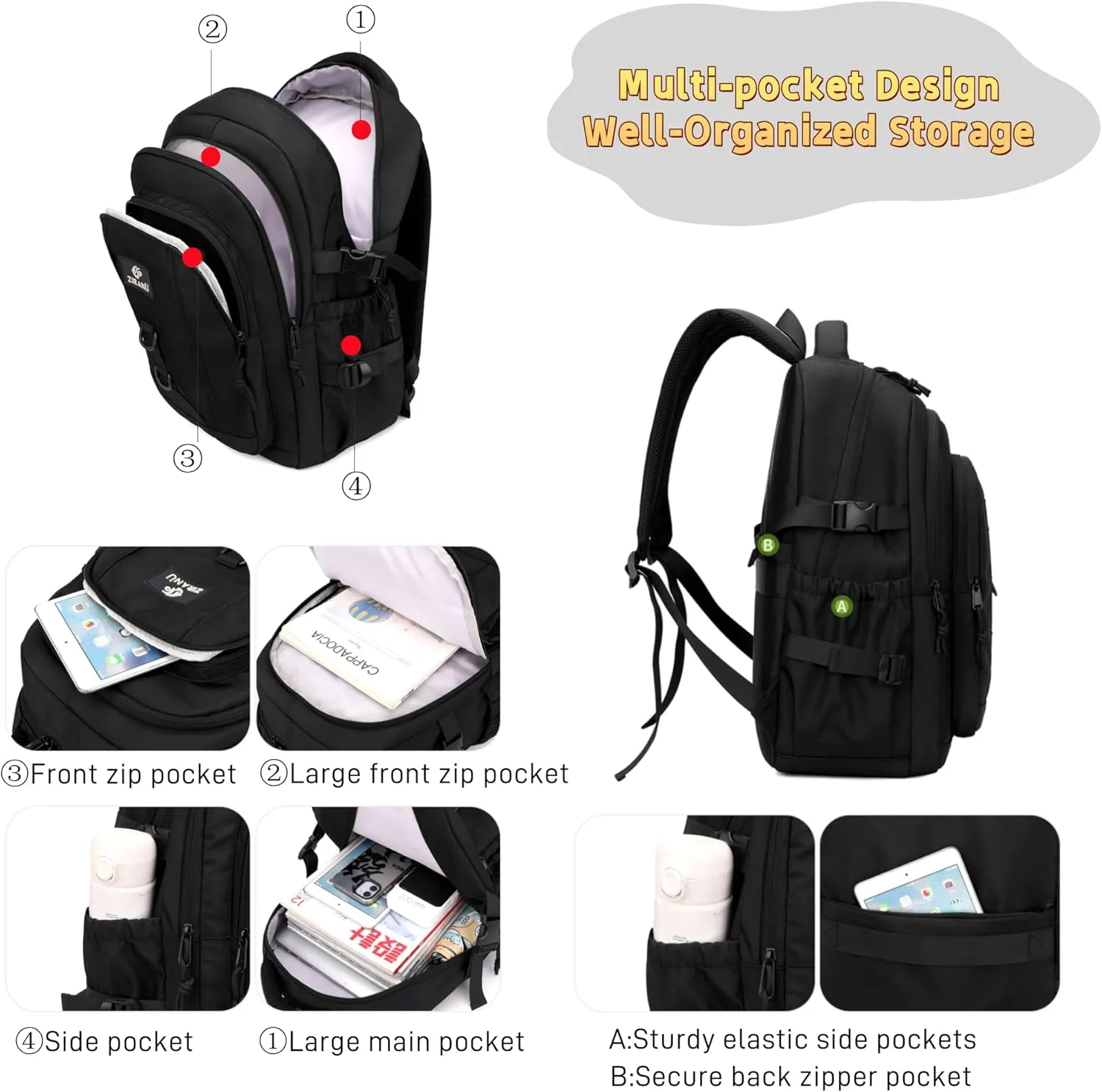 Kids Backpack for Boys & Girls, Middle School Backpacks for Teens Boys, Elementary Student Bookbag School Bags for Boys Casual Daypack,Black