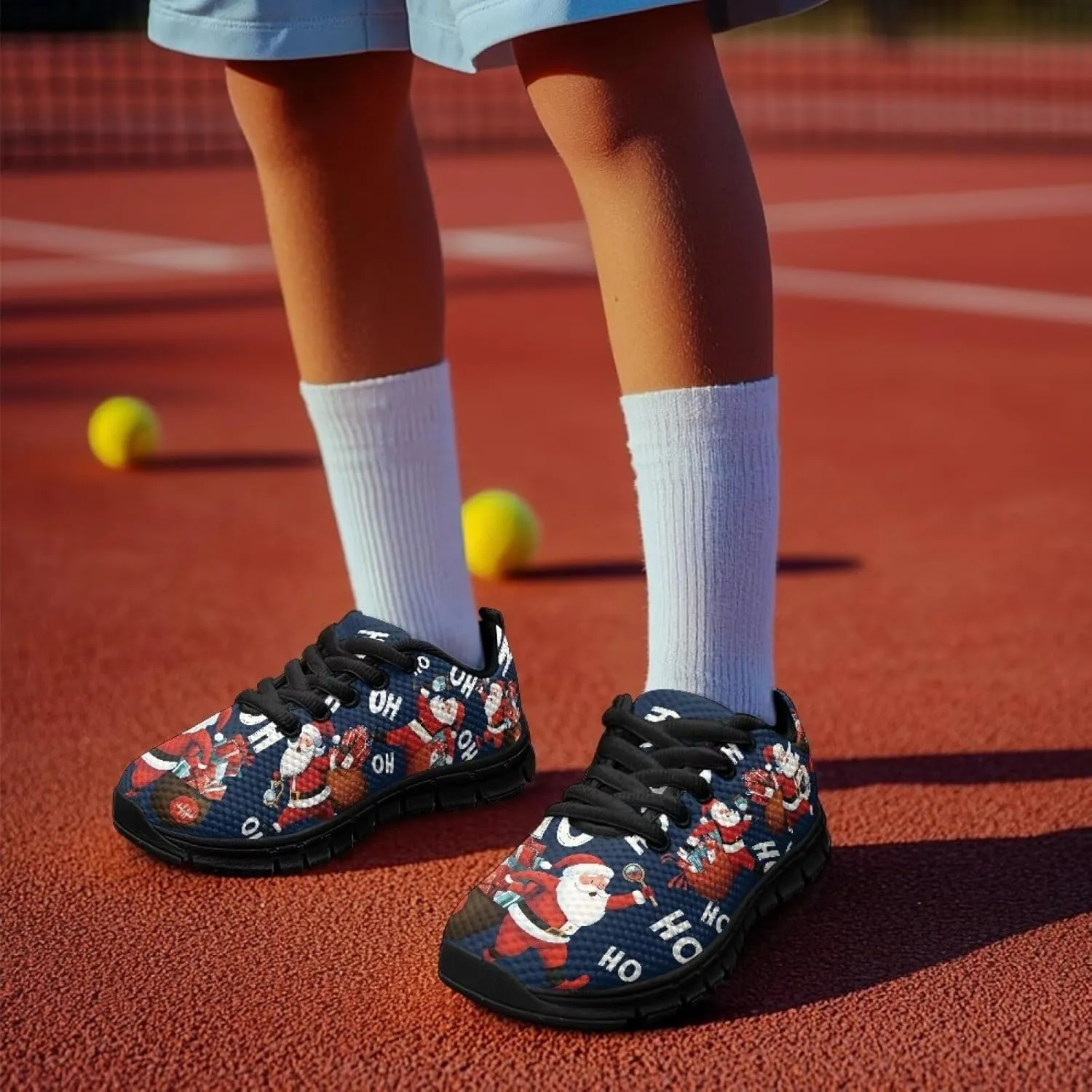 Kids Christmas Sneaker Soft Breathable Lightweight Anti-Slip Tennis Shoes for Litter Kids Lace-Up Athletic Outdoor School Footwear Running Shoes for Big Kid US 11-5