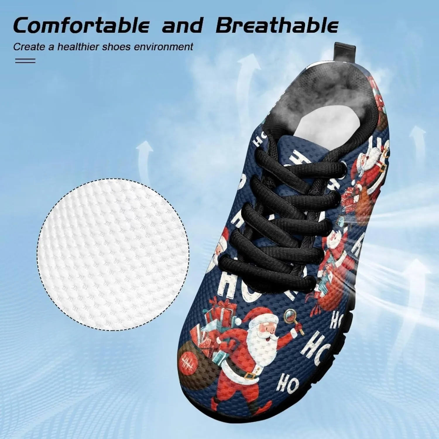 Kids Christmas Sneaker Soft Breathable Lightweight Anti-Slip Tennis Shoes for Litter Kids Lace-Up Athletic Outdoor School Footwear Running Shoes for Big Kid US 11-5