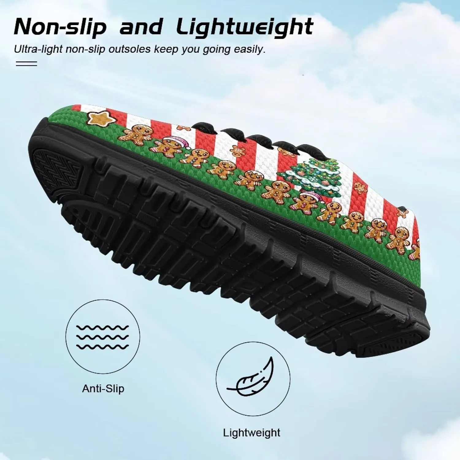 Kids Christmas Sneaker Soft Breathable Lightweight Anti-Slip Tennis Shoes for Litter Kids Lace-Up Athletic Outdoor School Footwear Running Shoes for Big Kid US 11-5