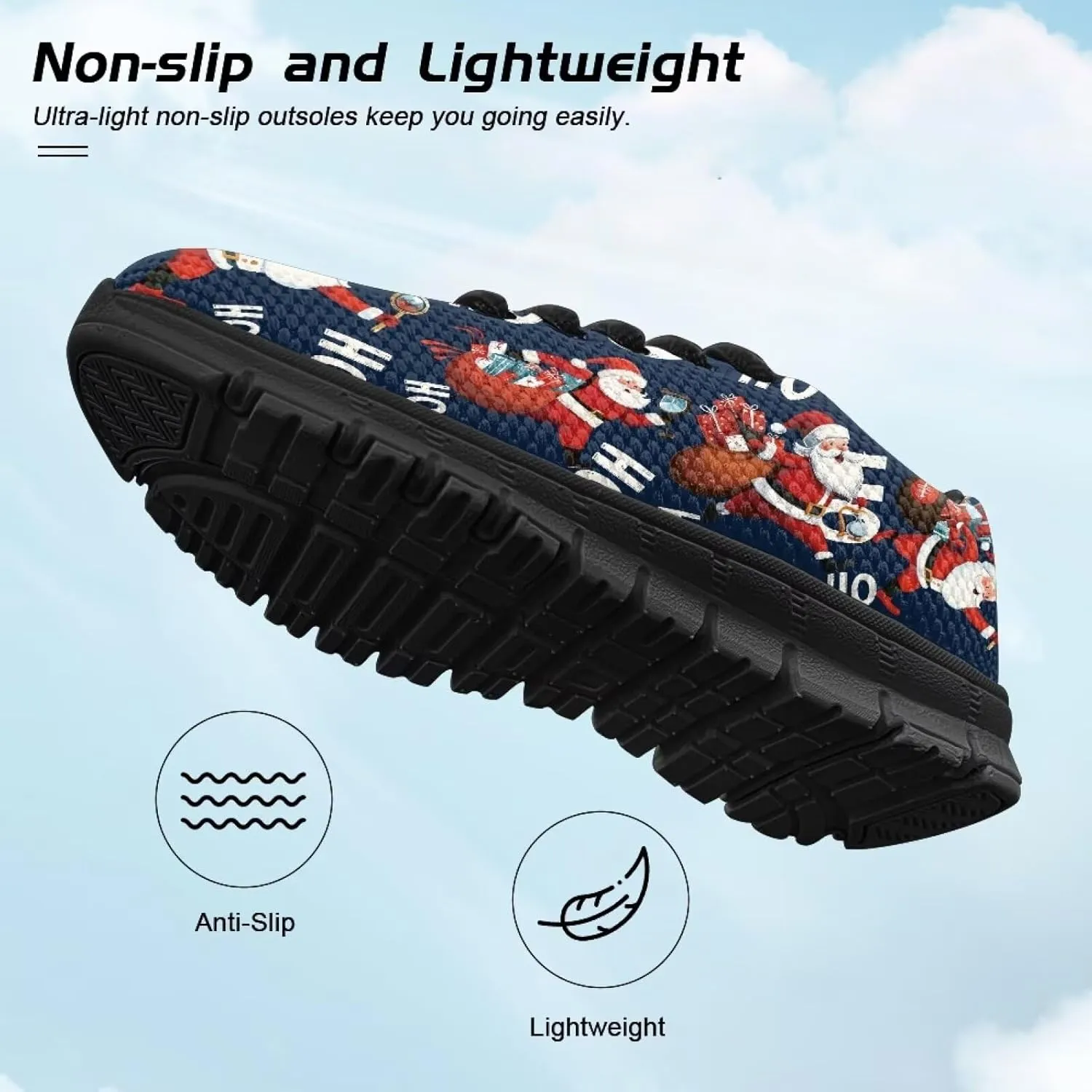 Kids Christmas Sneaker Soft Breathable Lightweight Anti-Slip Tennis Shoes for Litter Kids Lace-Up Athletic Outdoor School Footwear Running Shoes for Big Kid US 11-5
