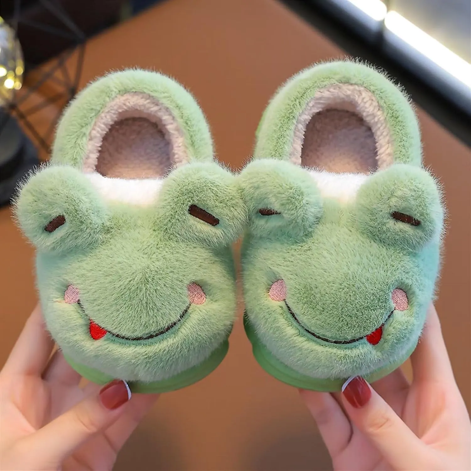 Kids' Cute Cartoon Animal Slippers - Toddler Boys & Girls Winter Plush Warm House Shoes - Anti-Slip Novelty Slippers for Children - Indoor & Outdoor