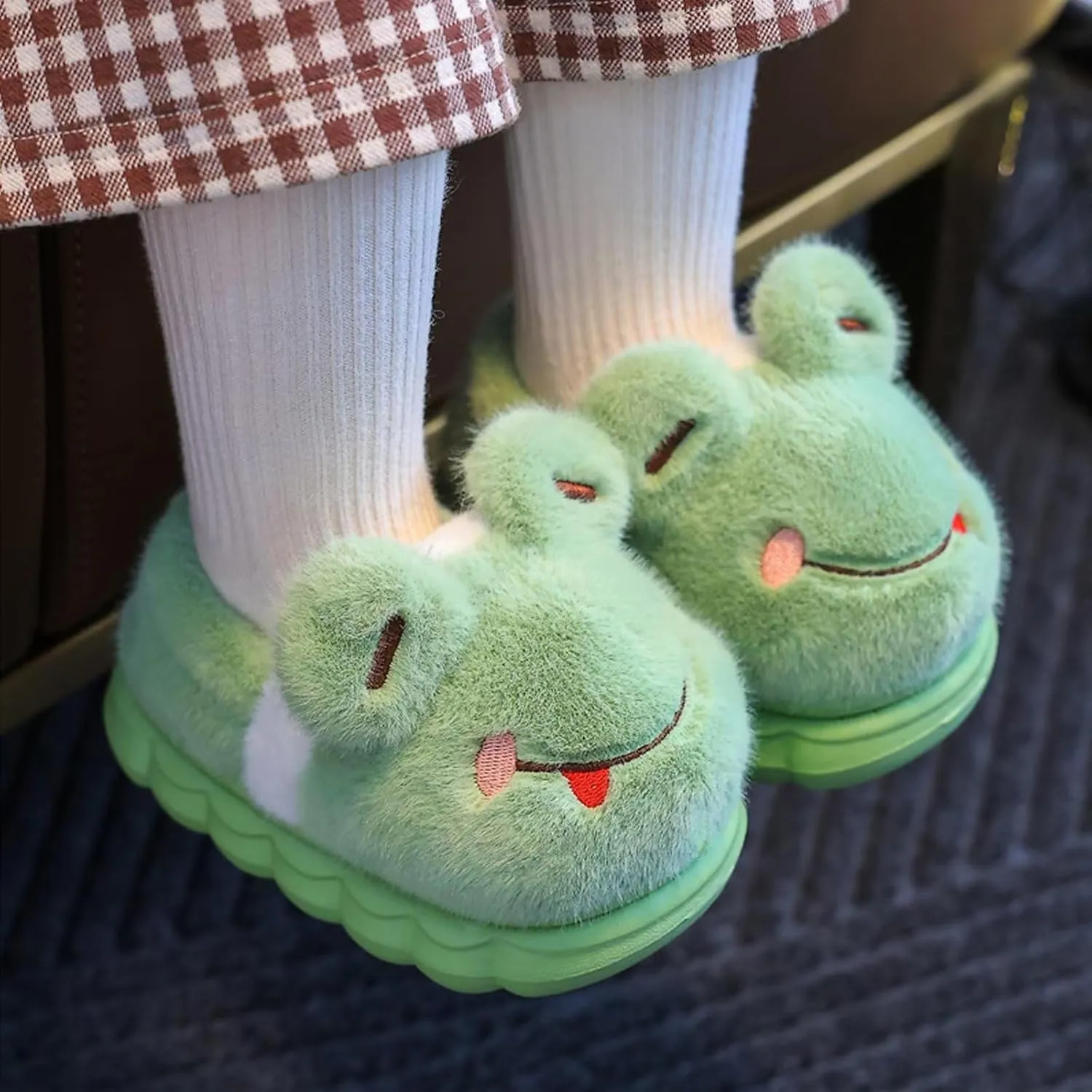 Kids' Cute Cartoon Animal Slippers - Toddler Boys & Girls Winter Plush Warm House Shoes - Anti-Slip Novelty Slippers for Children - Indoor & Outdoor