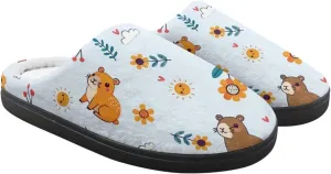 Kids Fluffy Slippers for Winter, Warm Closed Toe Home Slippers, Soft Cozy Scuff Slippers for Boys Girls