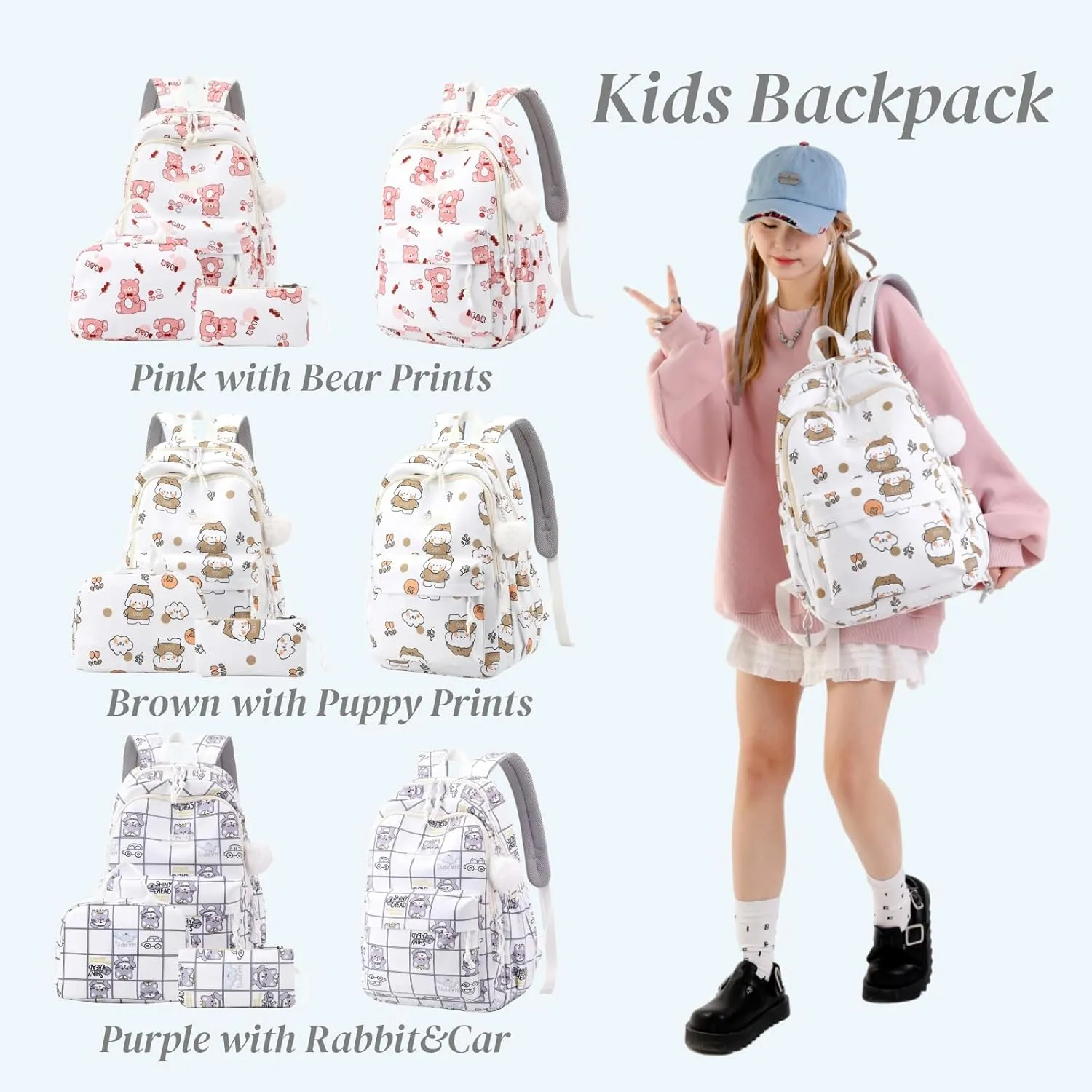 Kids Girls Backpack with Lunch Box Backpack for School Girls Backpack Lunch Box Combo