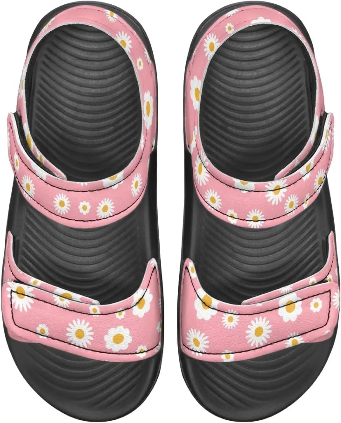 Kids Girls Walking Sandals Cute Summer Beach Slides Lightweight Slip On Shower Shoes for Toddler Little Kid Black Sole