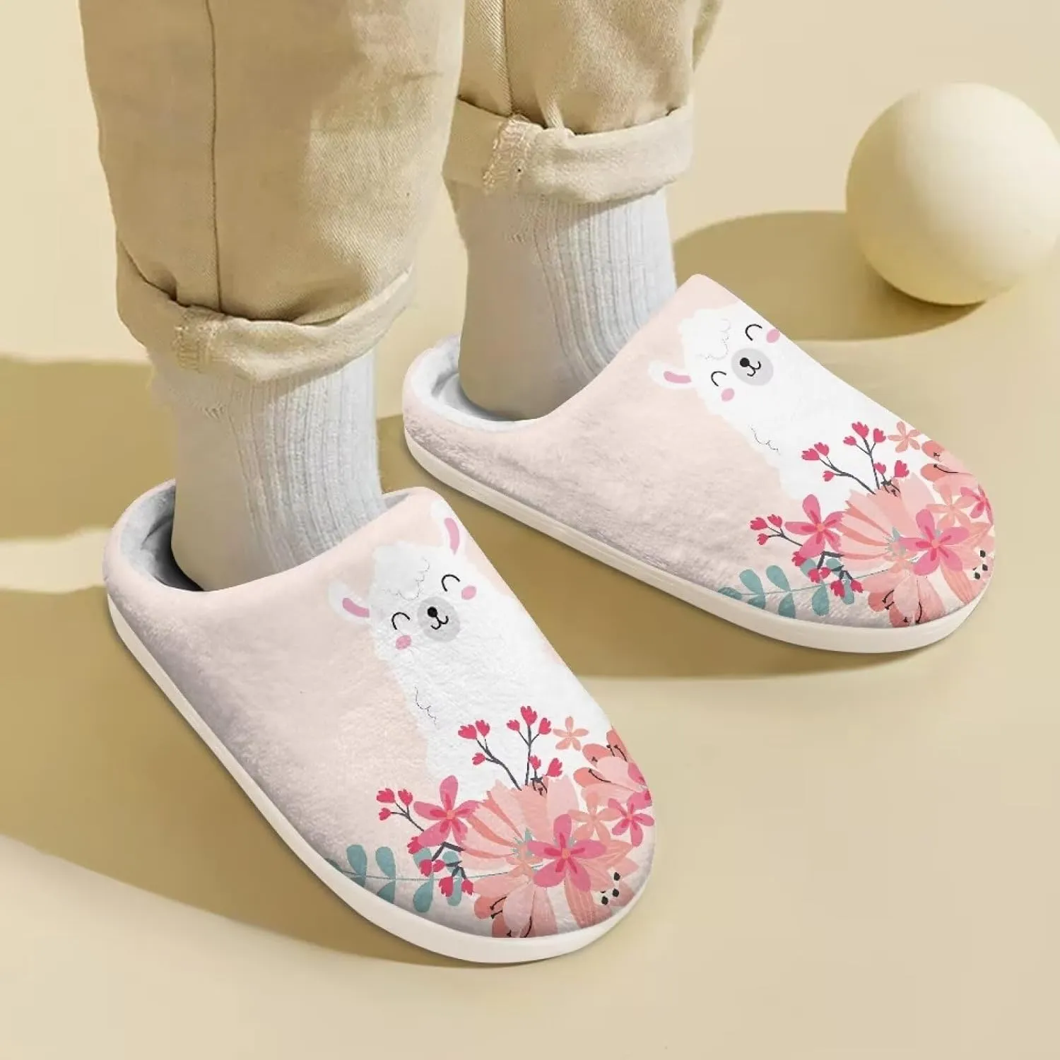 Kids Plush Slippers Winter Comfy Fluffy Shoes for Girls Lightweight Warm Slippers Non Slip Bedroom Soft Indoor House Slippers US Size 9-15