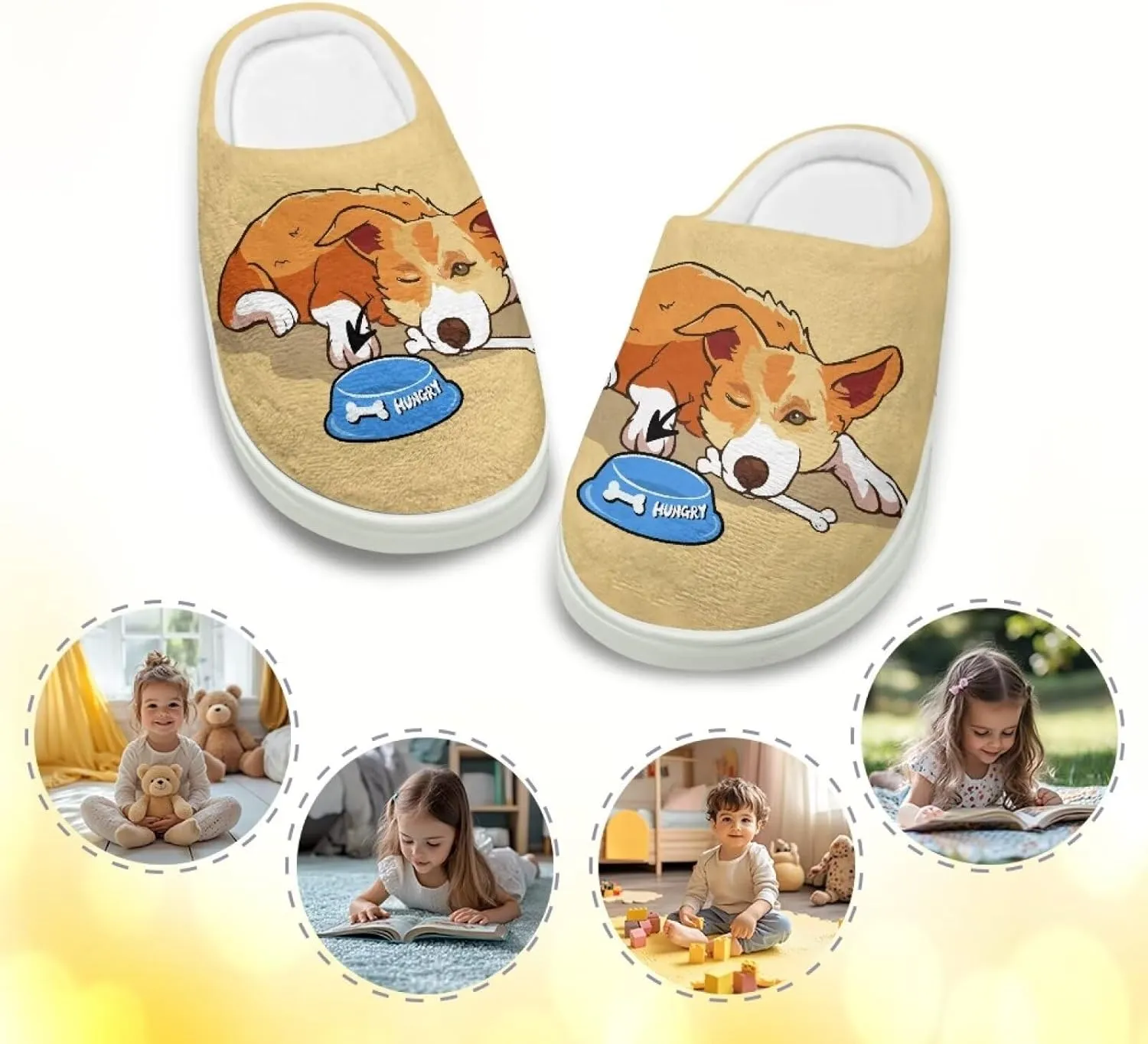 Kids Plush Slippers Winter Comfy Fluffy Shoes for Girls Lightweight Warm Slippers Non Slip Bedroom Soft Indoor House Slippers US Size 9-15