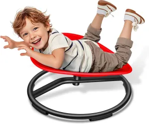 Kids Sensory Swivel Chair, Spinning Chair for Autistic Kids, Sensory Toy for ADHD Children, Training Body Coordination, No Assembly Required (Red)